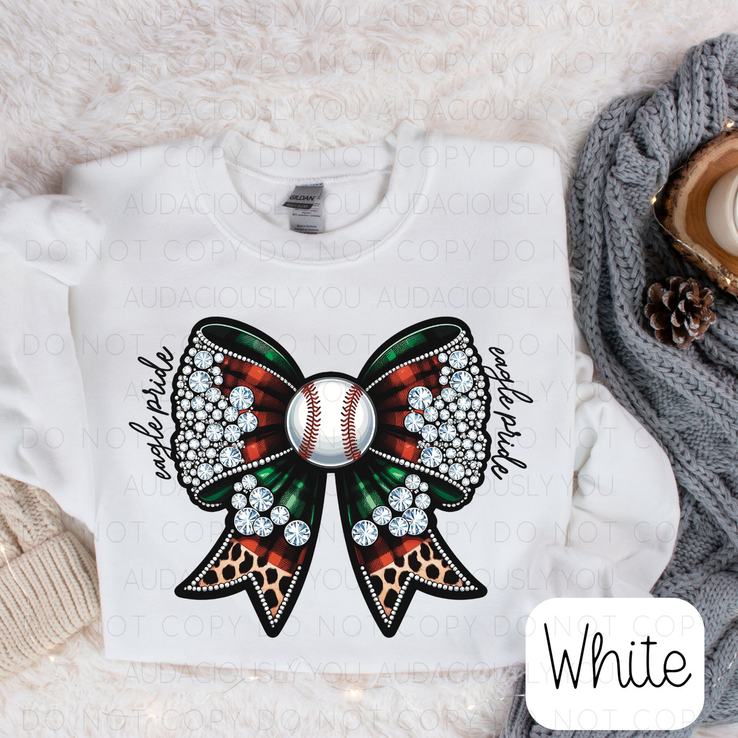 Eagle Pride Christmas Baseball Bow Digital Download