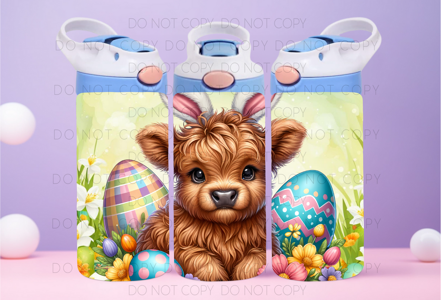 Bunny Highland Cow 12oz Water Bottle
