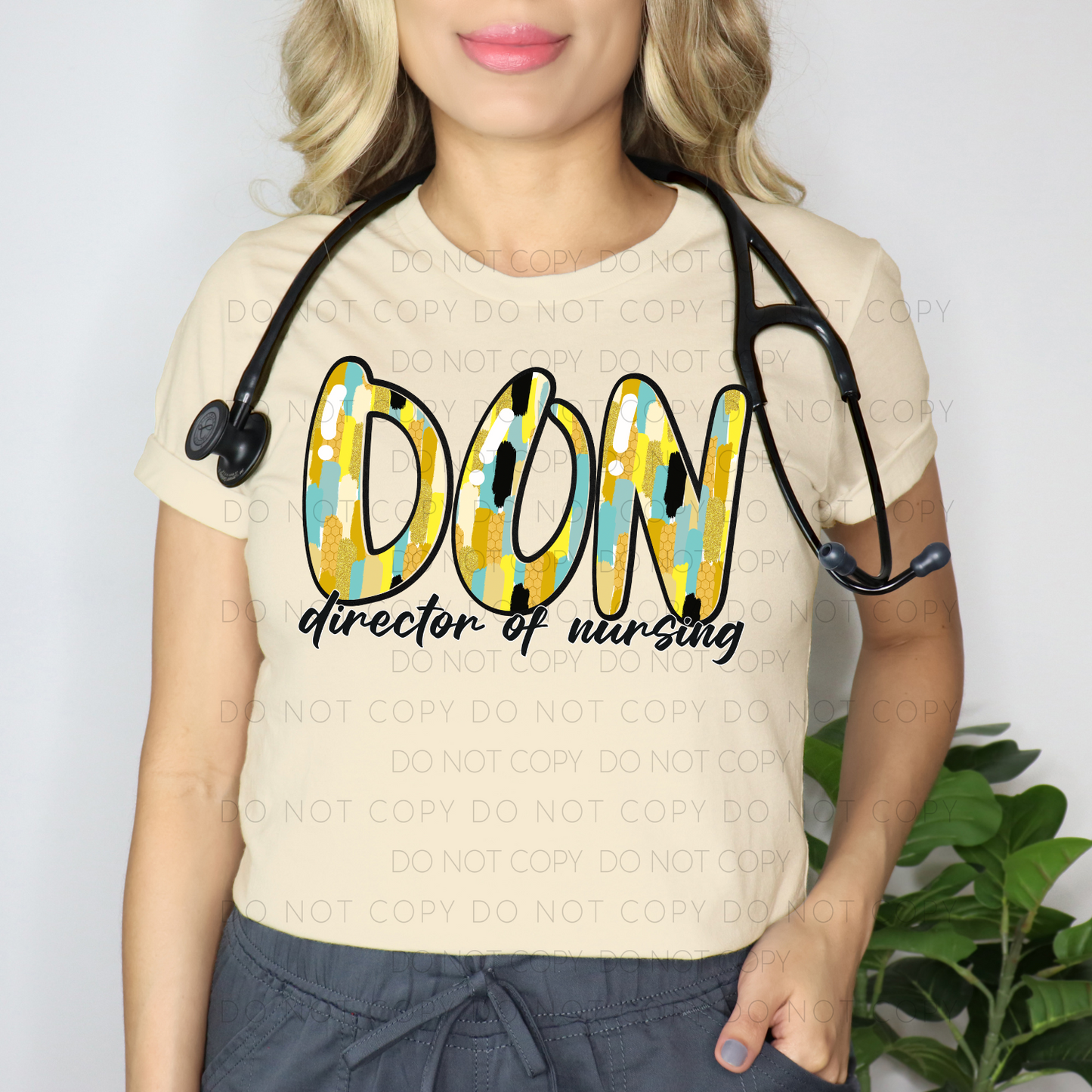 Custom Occupation Teal And Gold Brushstroke Digital Download - PLEASE ALLOW 48 HOURS FOR FILE