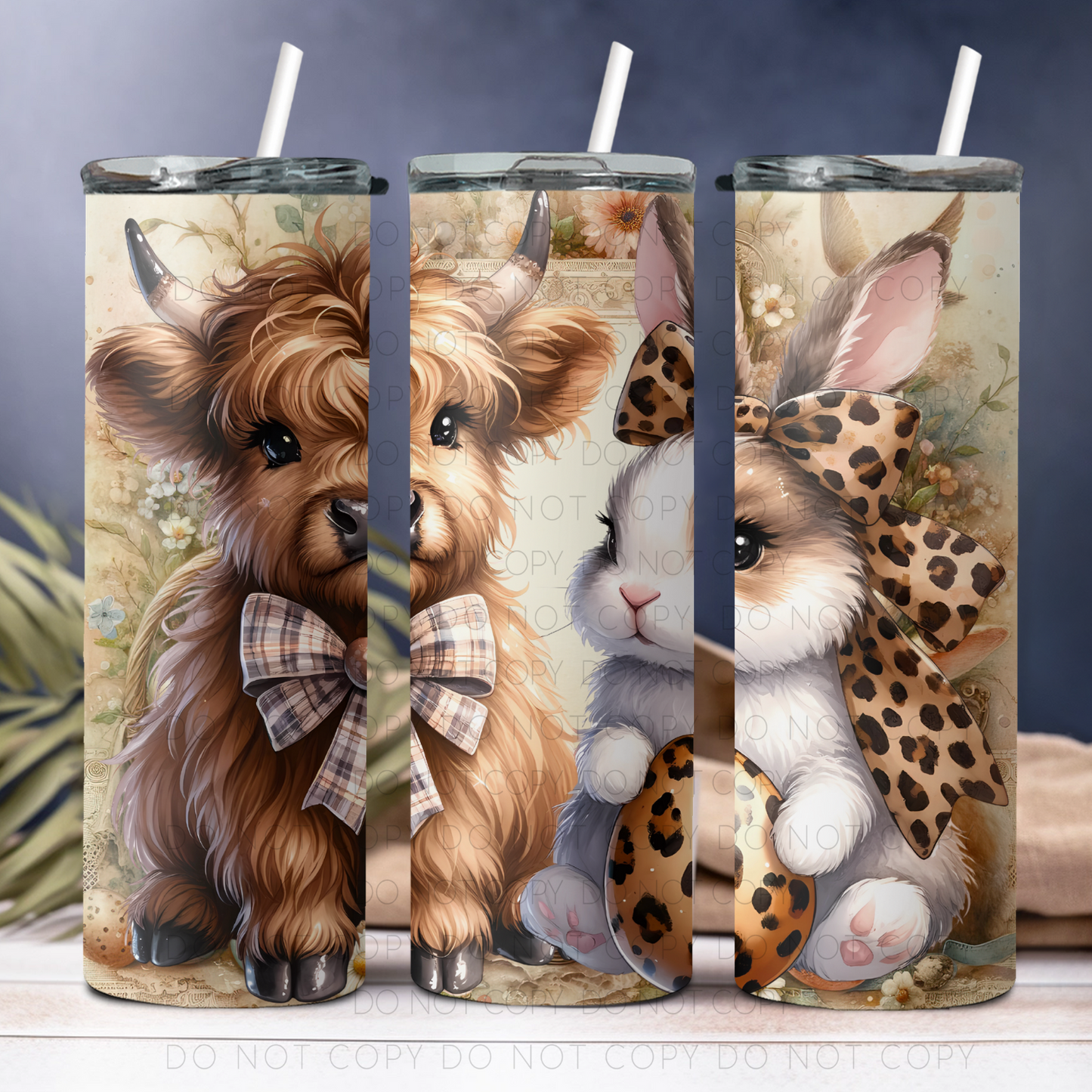 Highland Cow And Bunny 20oz Tumbler