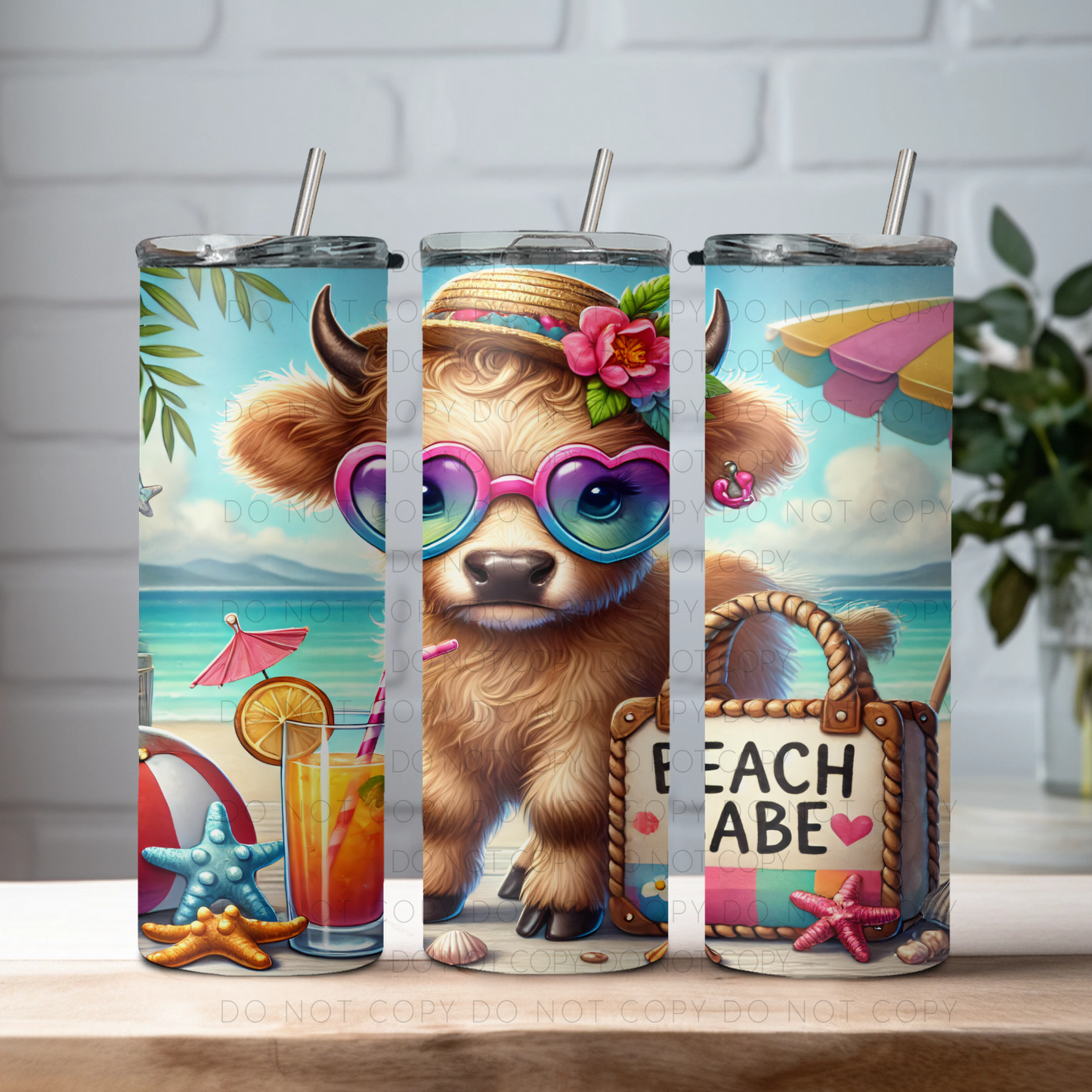 Highland Cow Beach Babe 20oz Tumbler