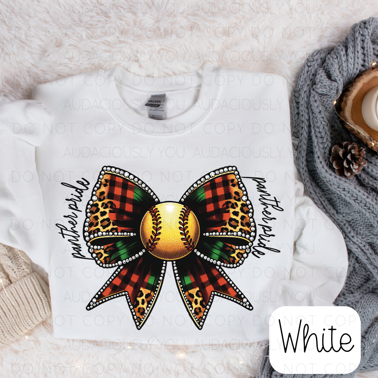 Panther Pride Softball Christmas Bow Digital Download