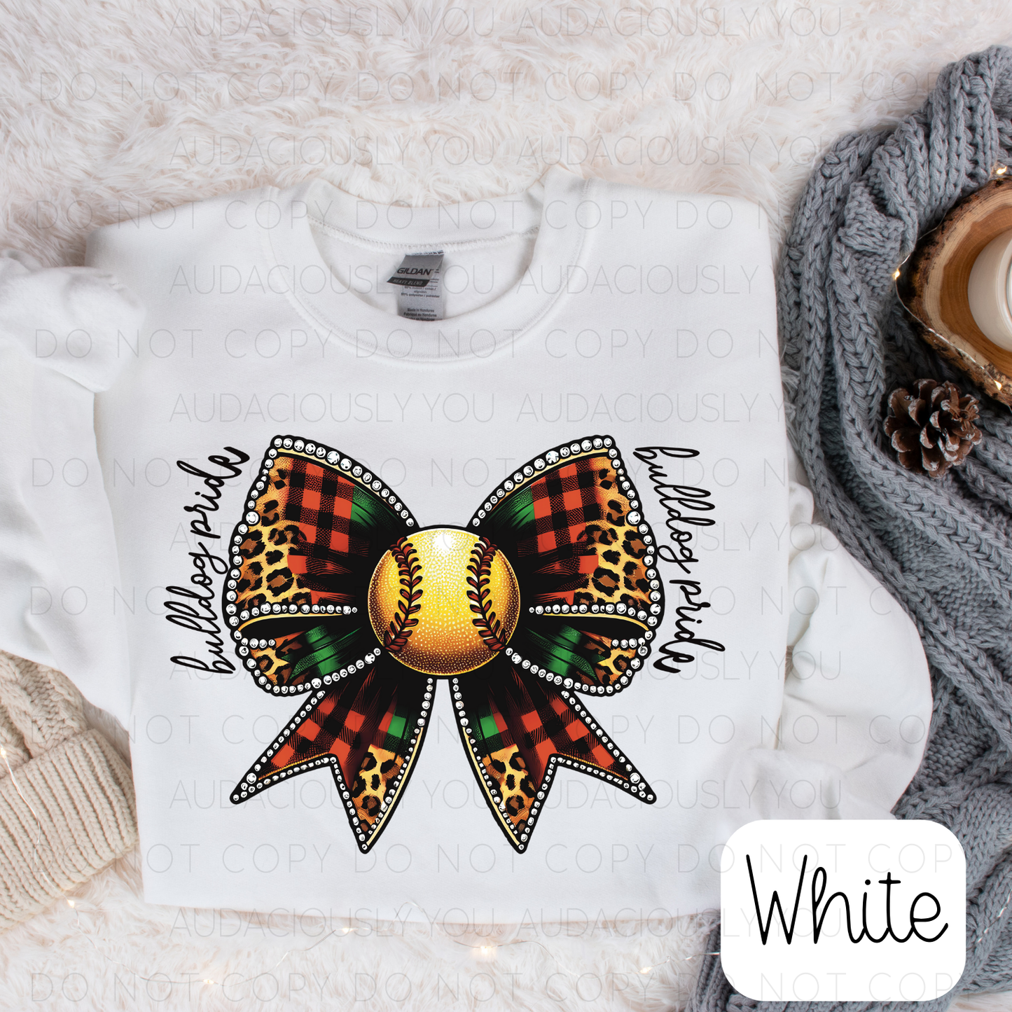 Bulldog Pride Softball Christmas Bow Digital Download