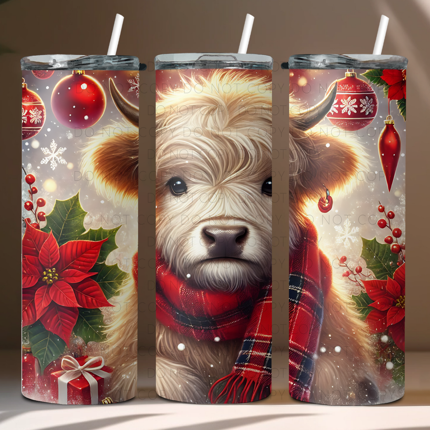 Christmas Highland Cow 20oz Tumbler