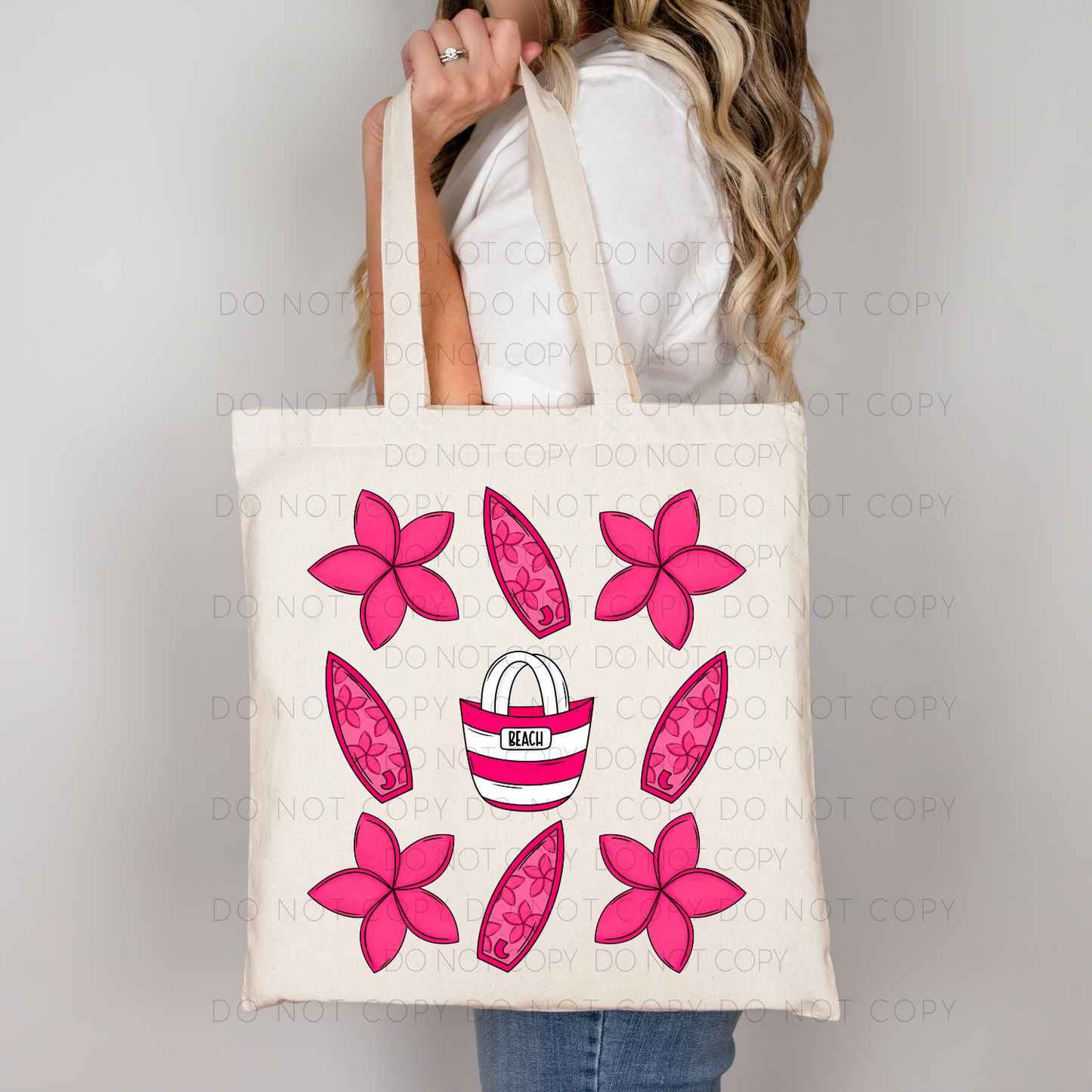 Pink Beach Collage Tote
