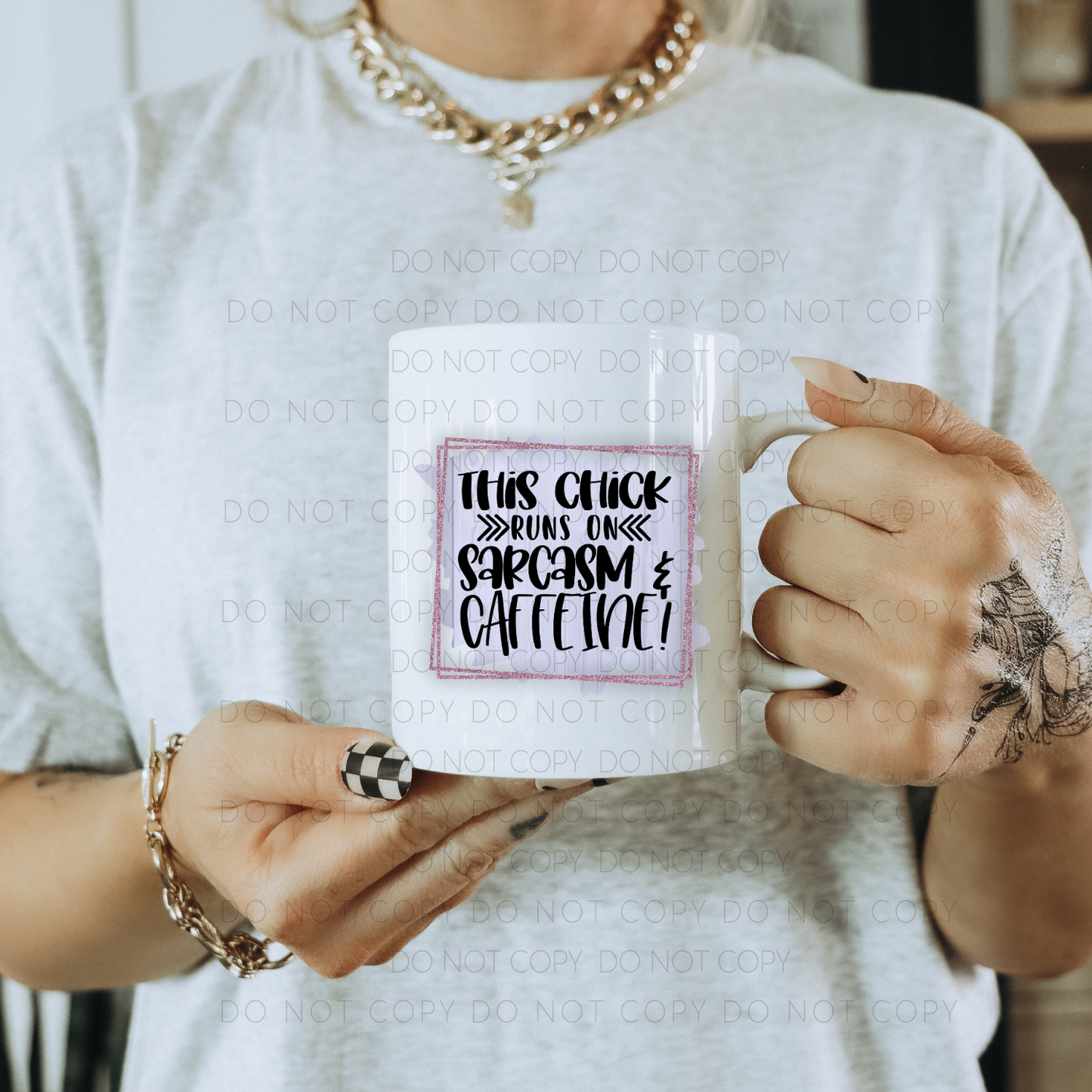 This Chick Runs On Sarcasm & Caffeine Mug