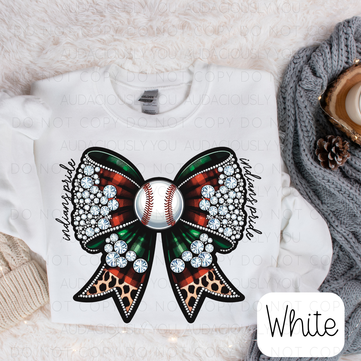 Indians Pride Christmas Baseball Bow Digital Download