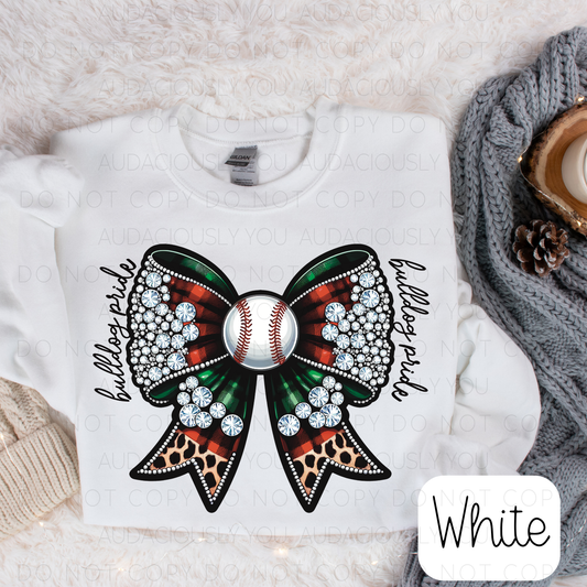 Bulldog Pride Christmas Baseball Bow Digital Download