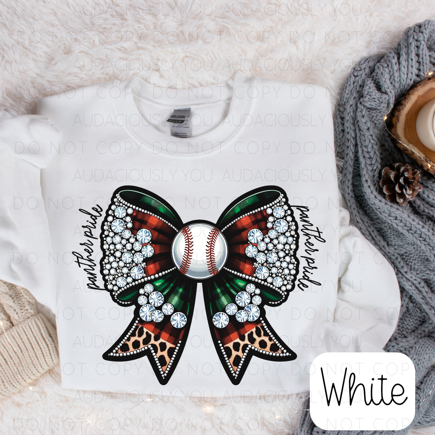 Panther Pride Christmas Baseball Bow Digital Download