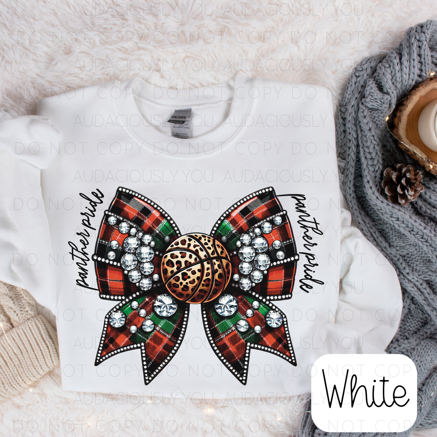 Panther Pride Christmas Basketball Bow Digital Download