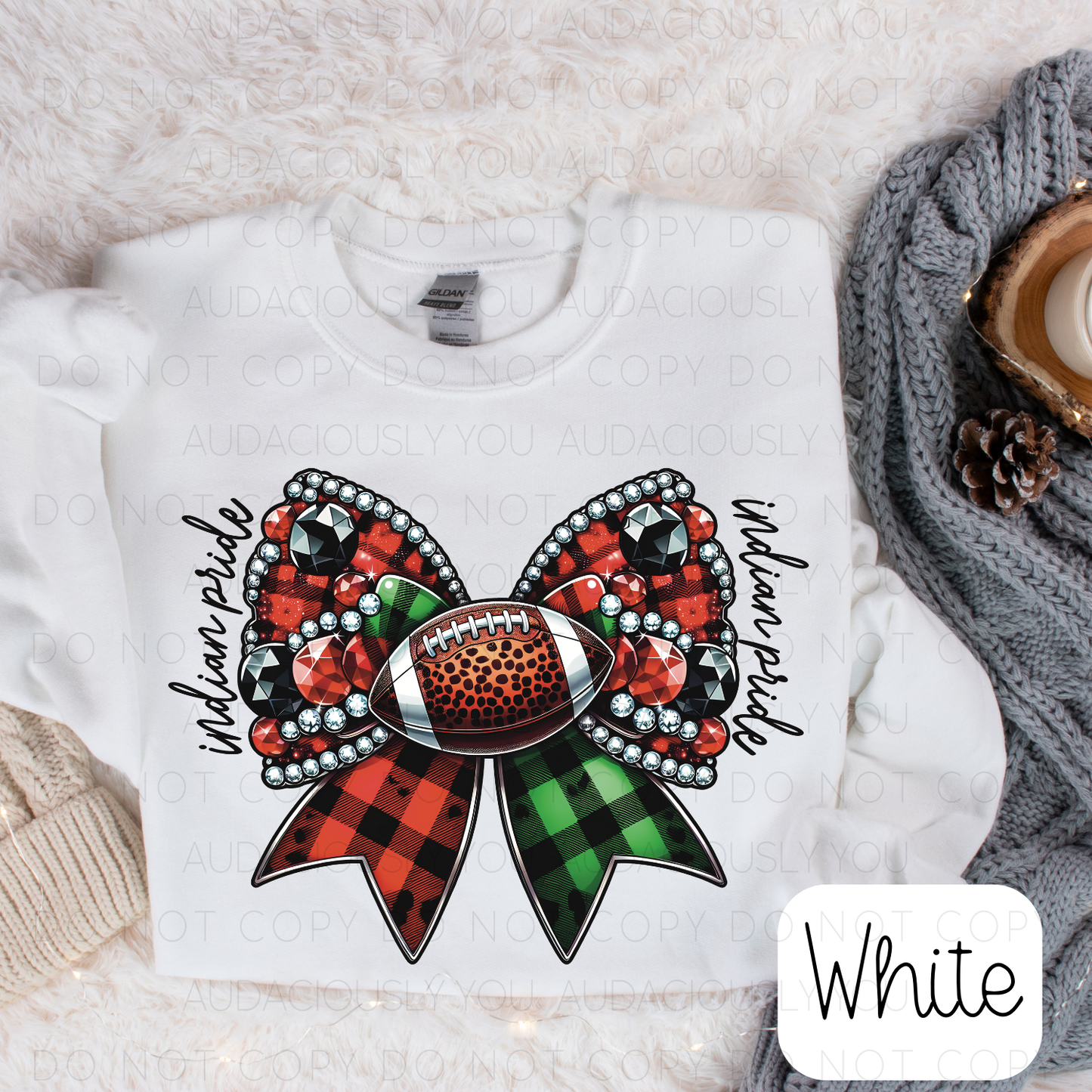 Indian Pride Football Christmas Bow Digital Download