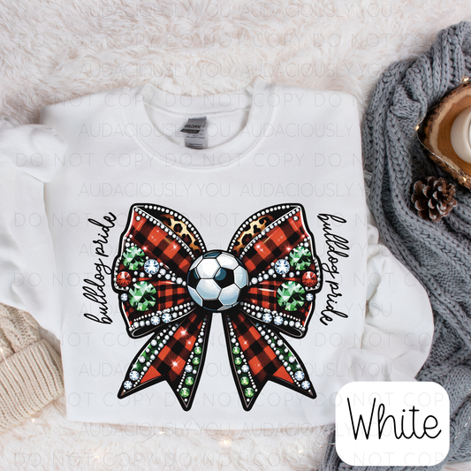 Bulldog Pride Soccer Christmas Bow Digital Download