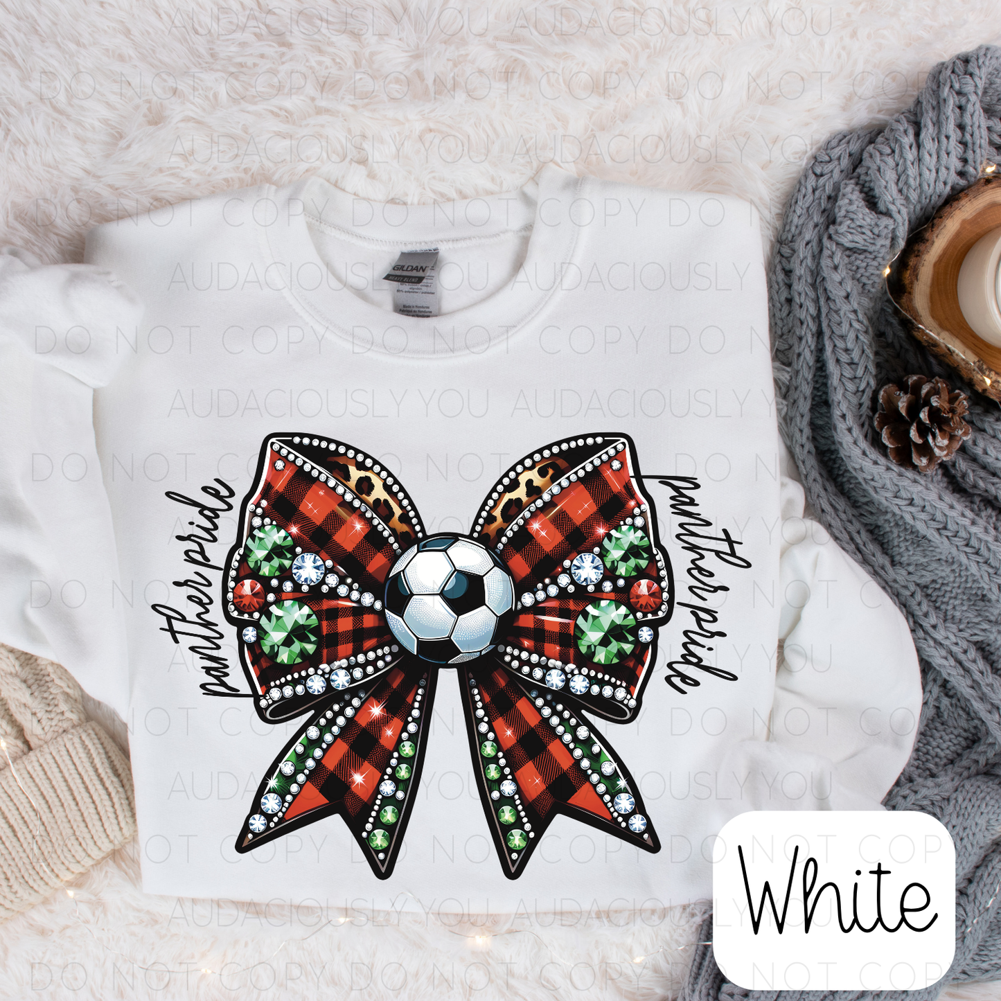 Panther Pride Soccer Christmas Bow Digital Download