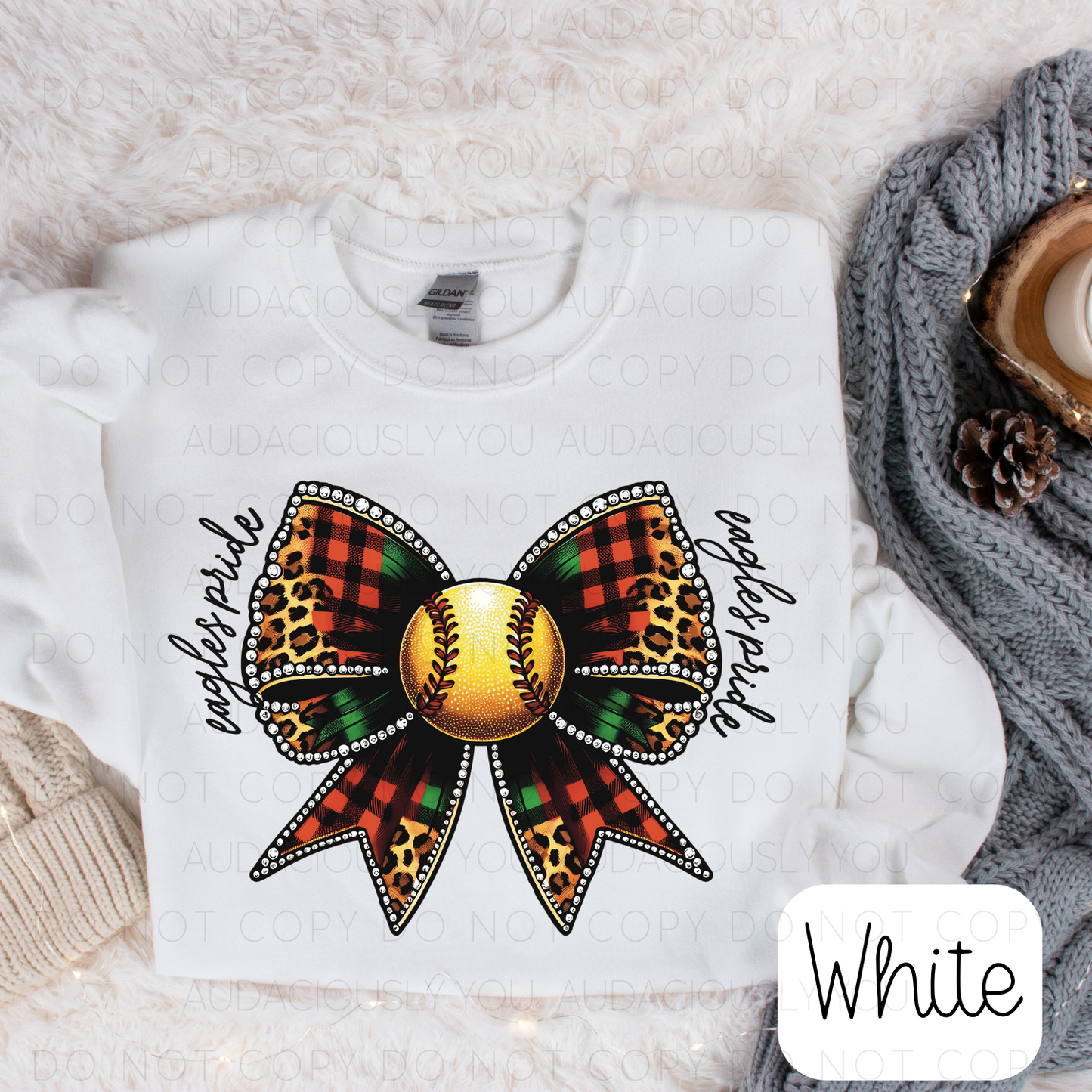 Eagles Pride Softball Christmas Bow Digital Download