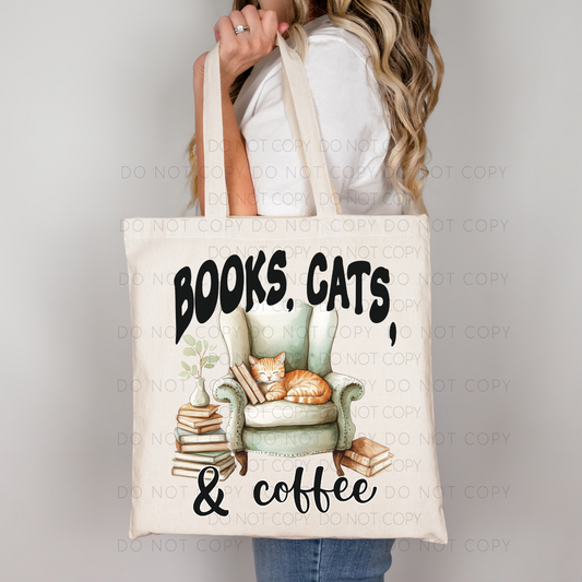 Books, Cats, & Coffee Totes Bundle-Shirt, Tote, Bookmark