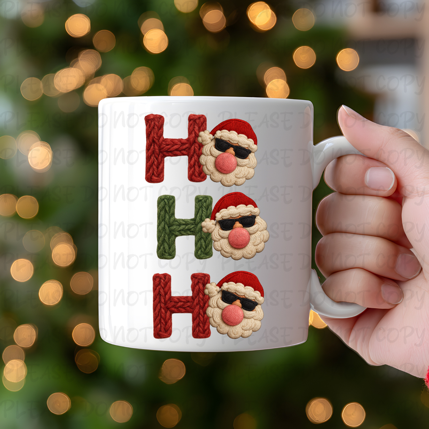 Faux Yarn Ho Ho Ho Mug