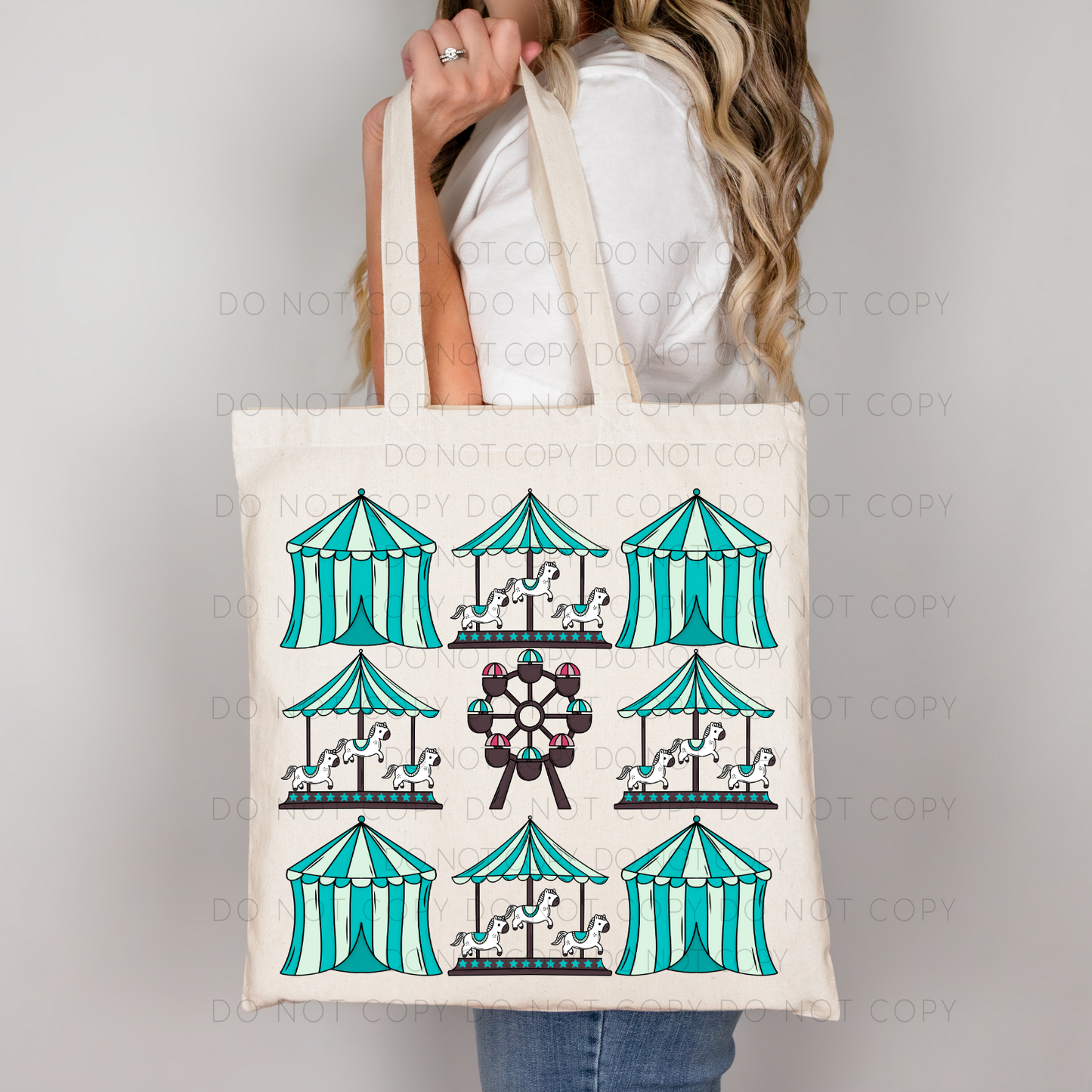 Teal Fair Collage Tote
